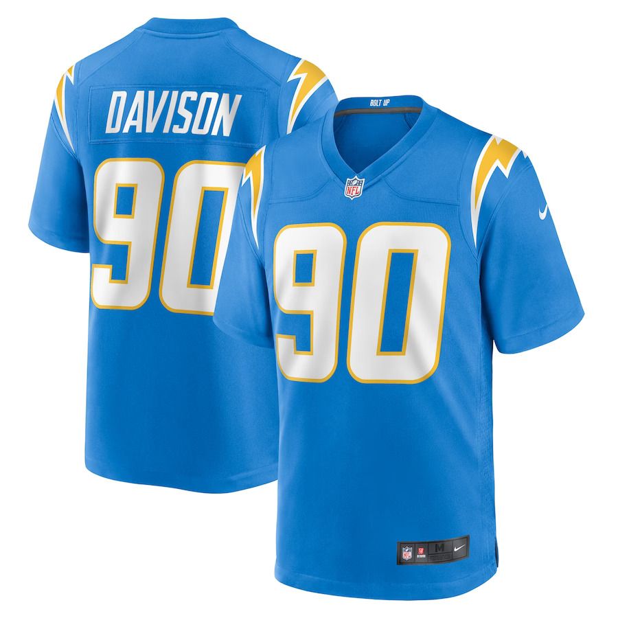 Men Los Angeles Chargers #90 Tyeler Davison Nike Powder Blue Home Game Player NFL Jersey